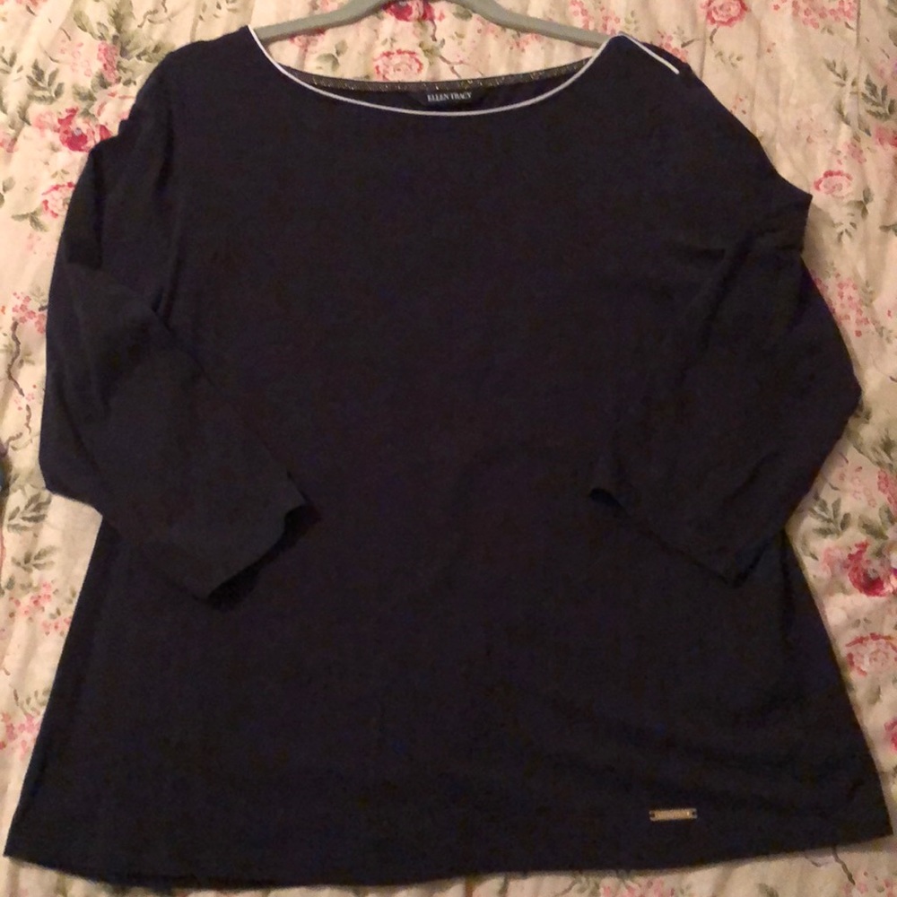 Ellen Tracy Stretchy Black Shirt EUC